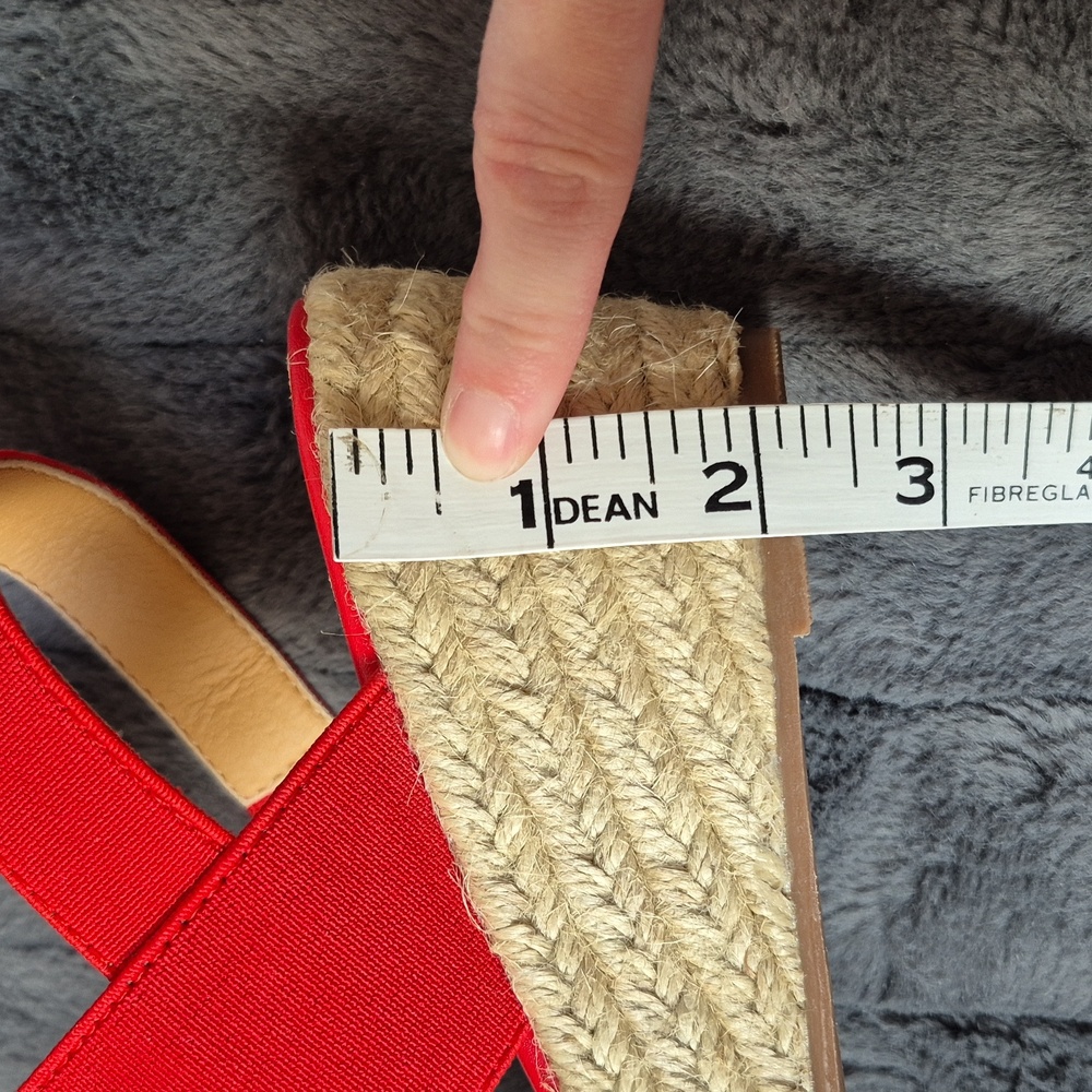 Lucy Red Wedge Size 38 Espadrilles with Jute Sole From Taxi, New With Tags - Picture 7 of 14